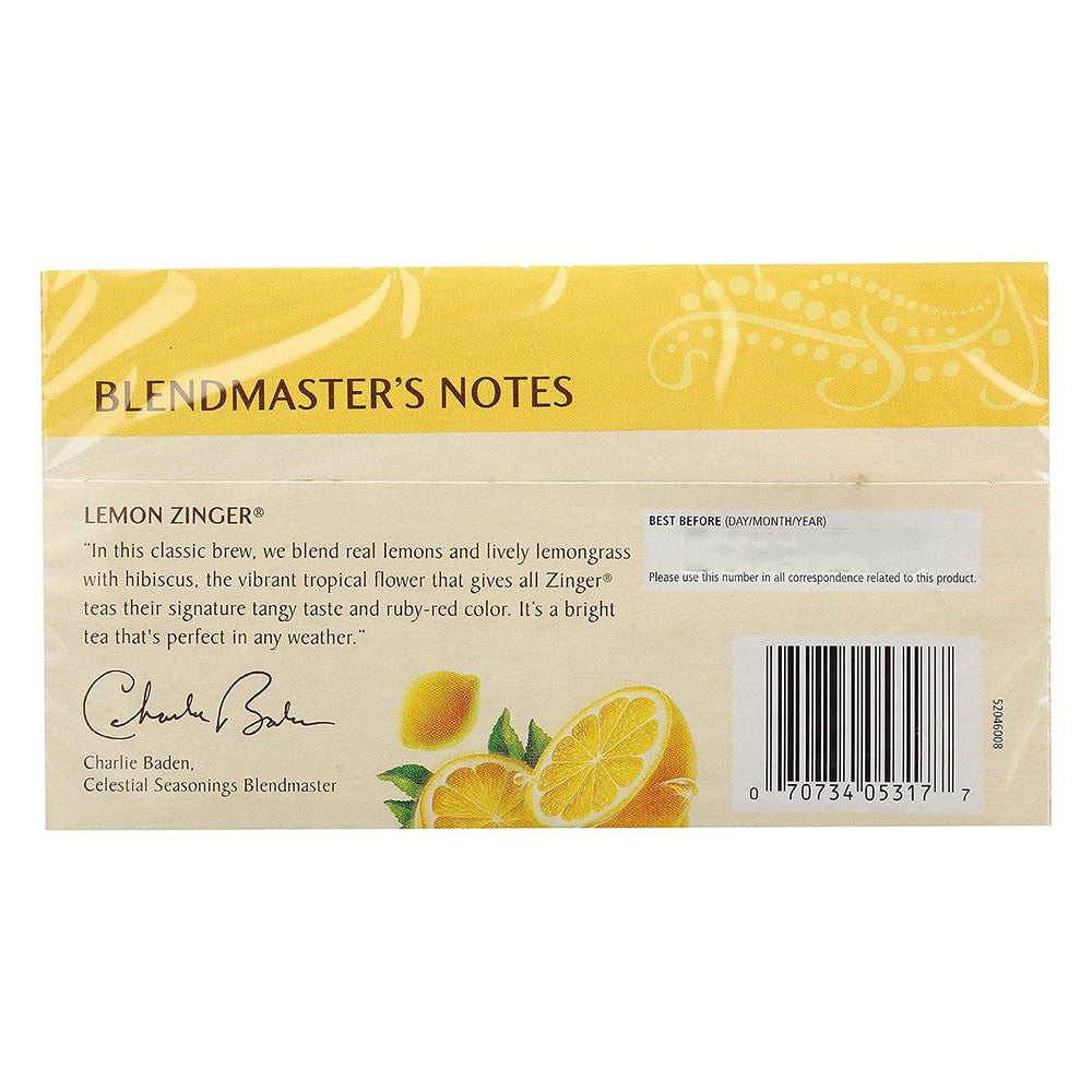 Celestial Seasonings Lemon Zinger Caffeine Free Natural Herb Tea, 20 Bags