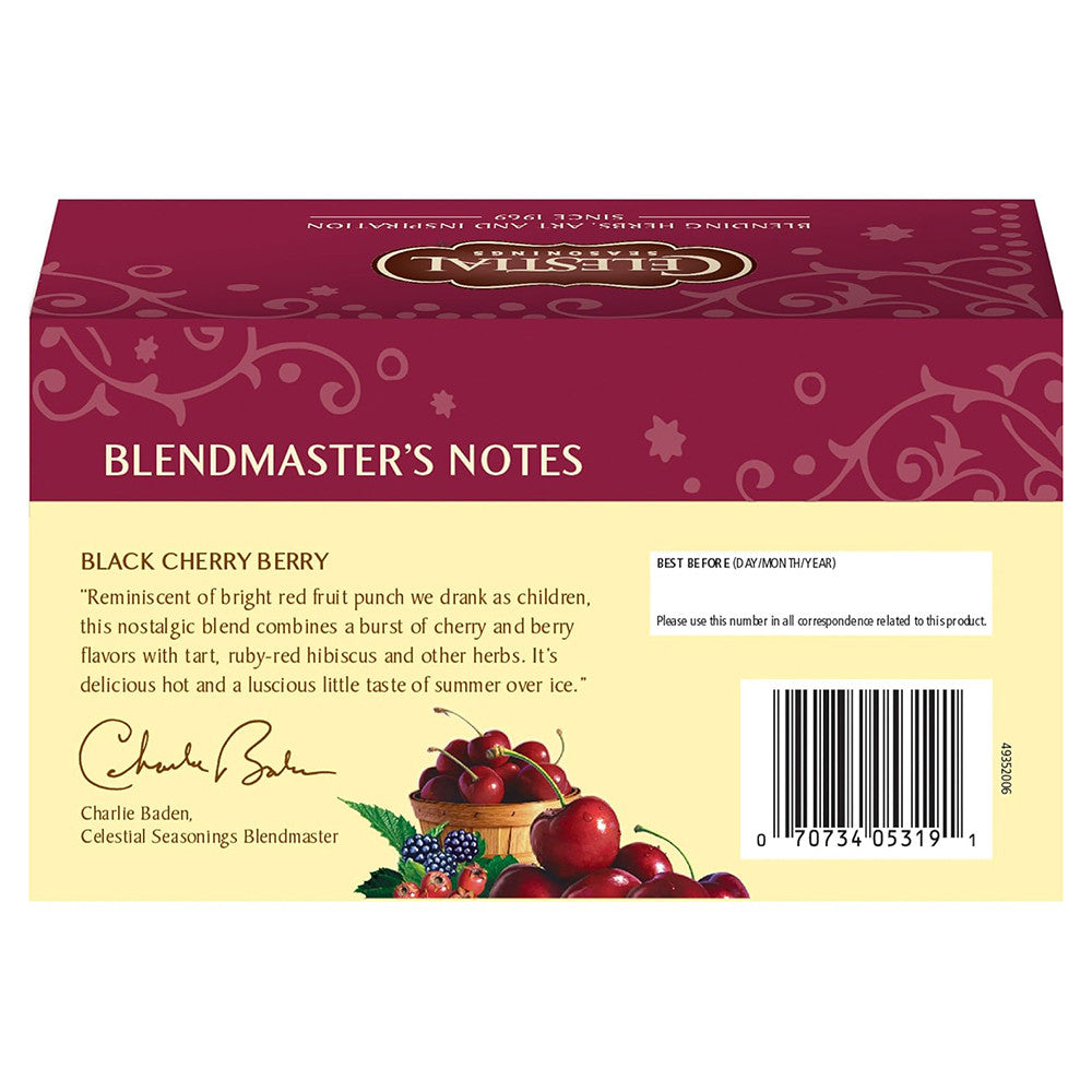 Celestial Seasonings Herb Tea, Black Cherry Berry - 20 Tea Bags