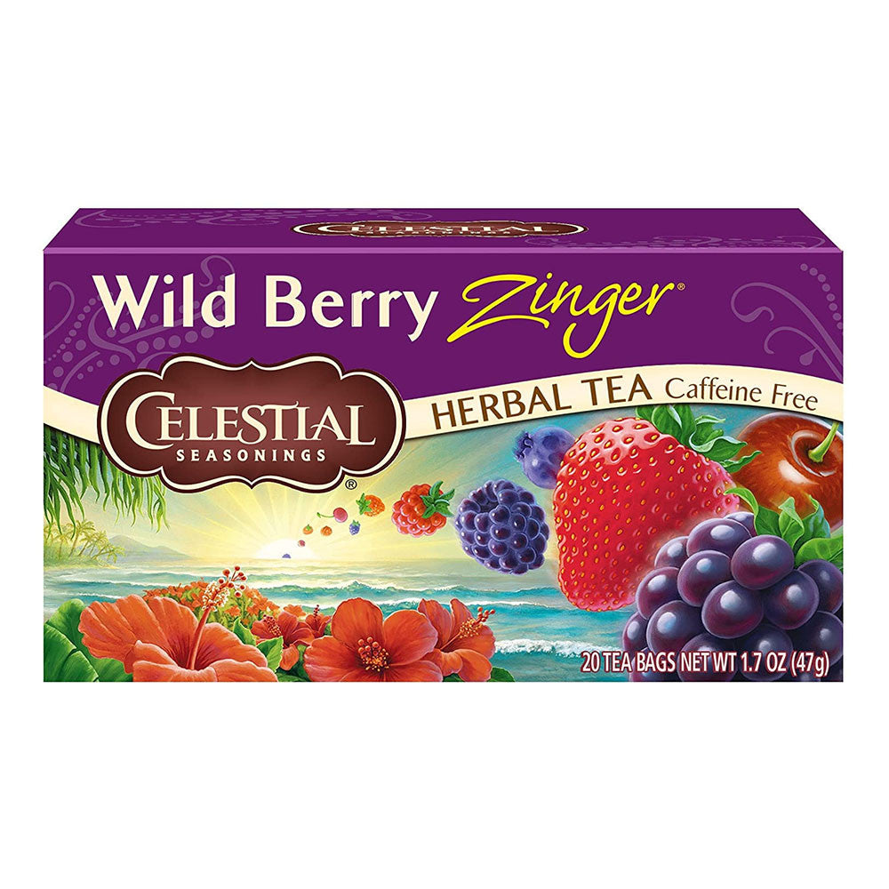 Celestial Seasonings Caffeine Free Wild Berry Zinger Natural Herbal Tea, 20 Bags