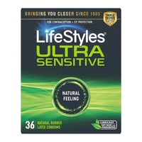 Lifestyles Ultra Sensitive Latex Condoms, 36 Ea