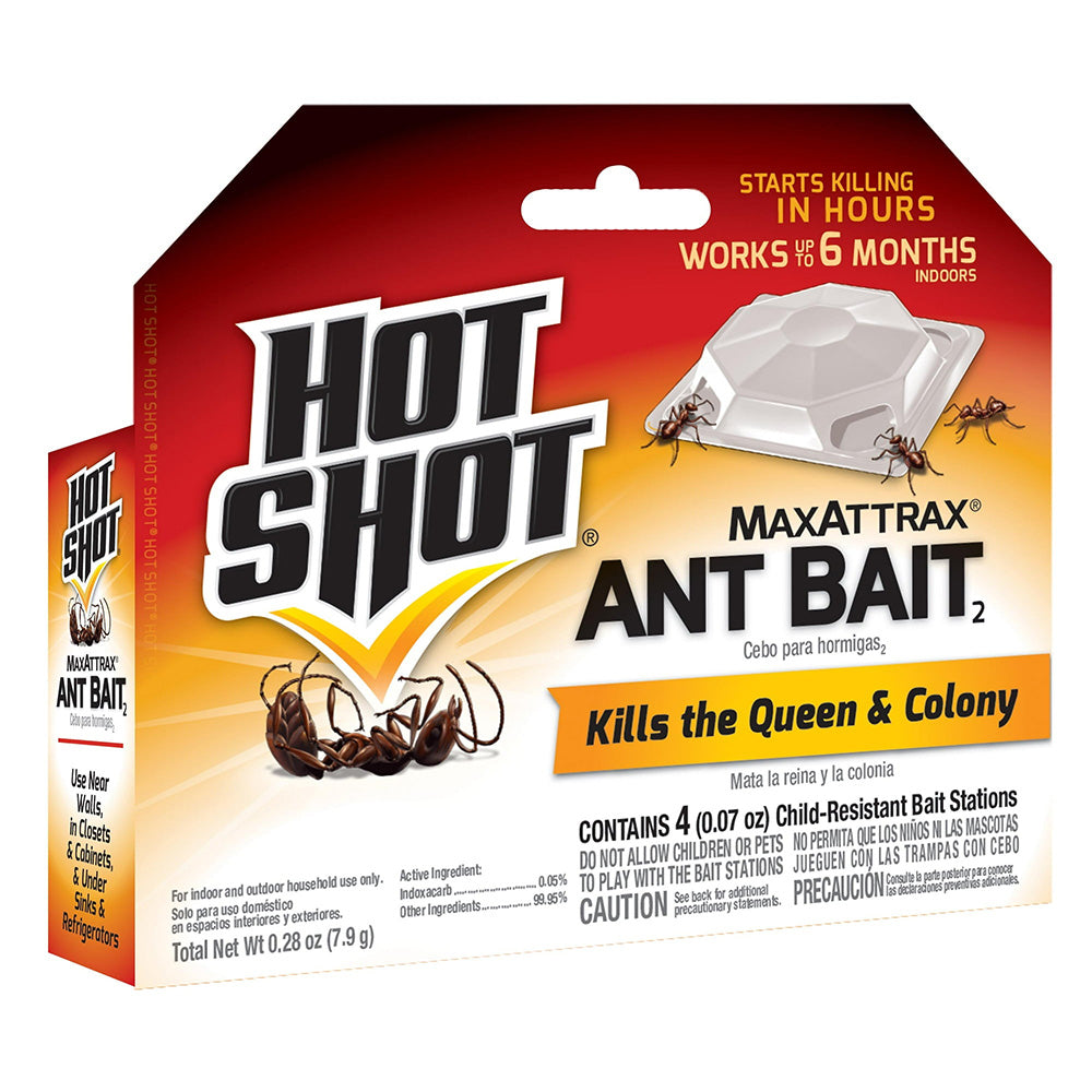 Hot Shot MaxAttrax Ant Bait for Effective Ant Control and Colony Elimination 0.07Oz (1.97g) 4Ea