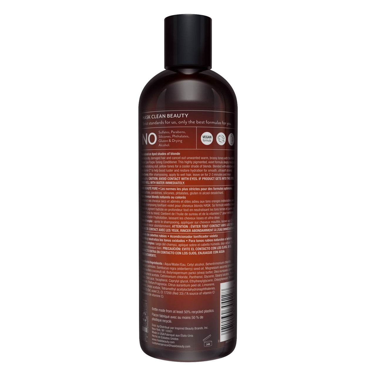 Hask Blonde Care Sulfate-Free Purple Toning Conditioner with Elderberry Oil and Vitamin C, 12 Oz