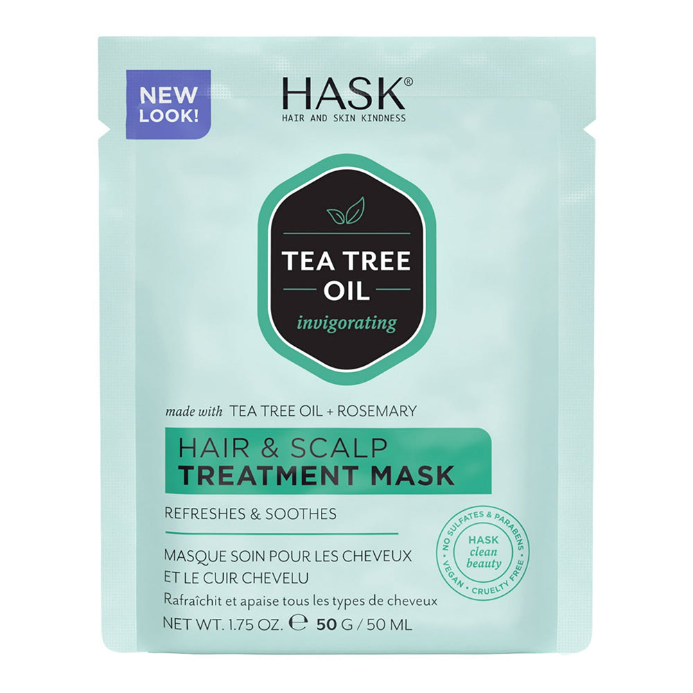Hask Hair and Scalp Treatment Mask with Tea Tree Oil and Rosemary 1.75Oz (50ml) Pack of 12