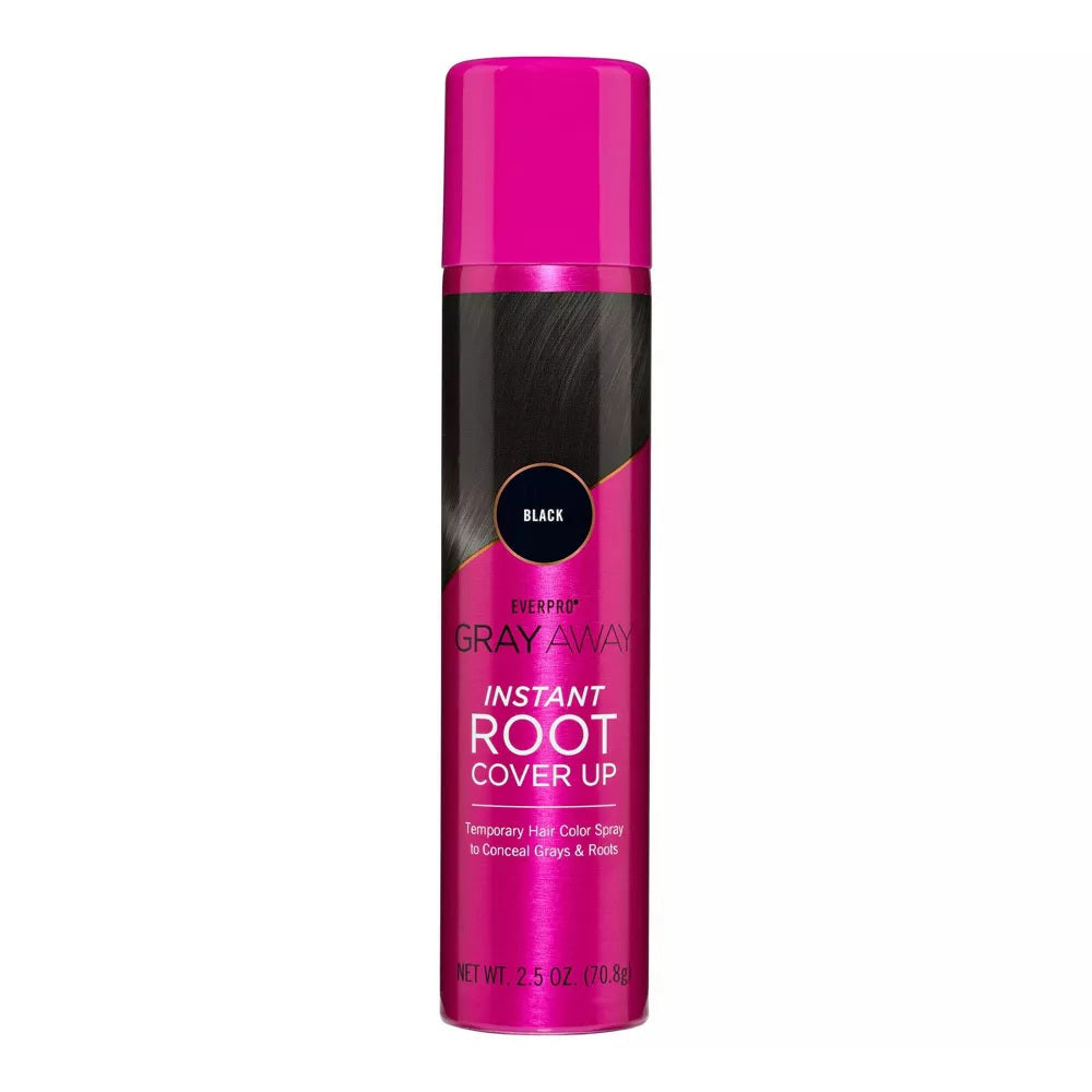 Everpro Gray Away Black Instant Root Cover Up Temporary Hair Color Spray 2.5Oz (70.8g)