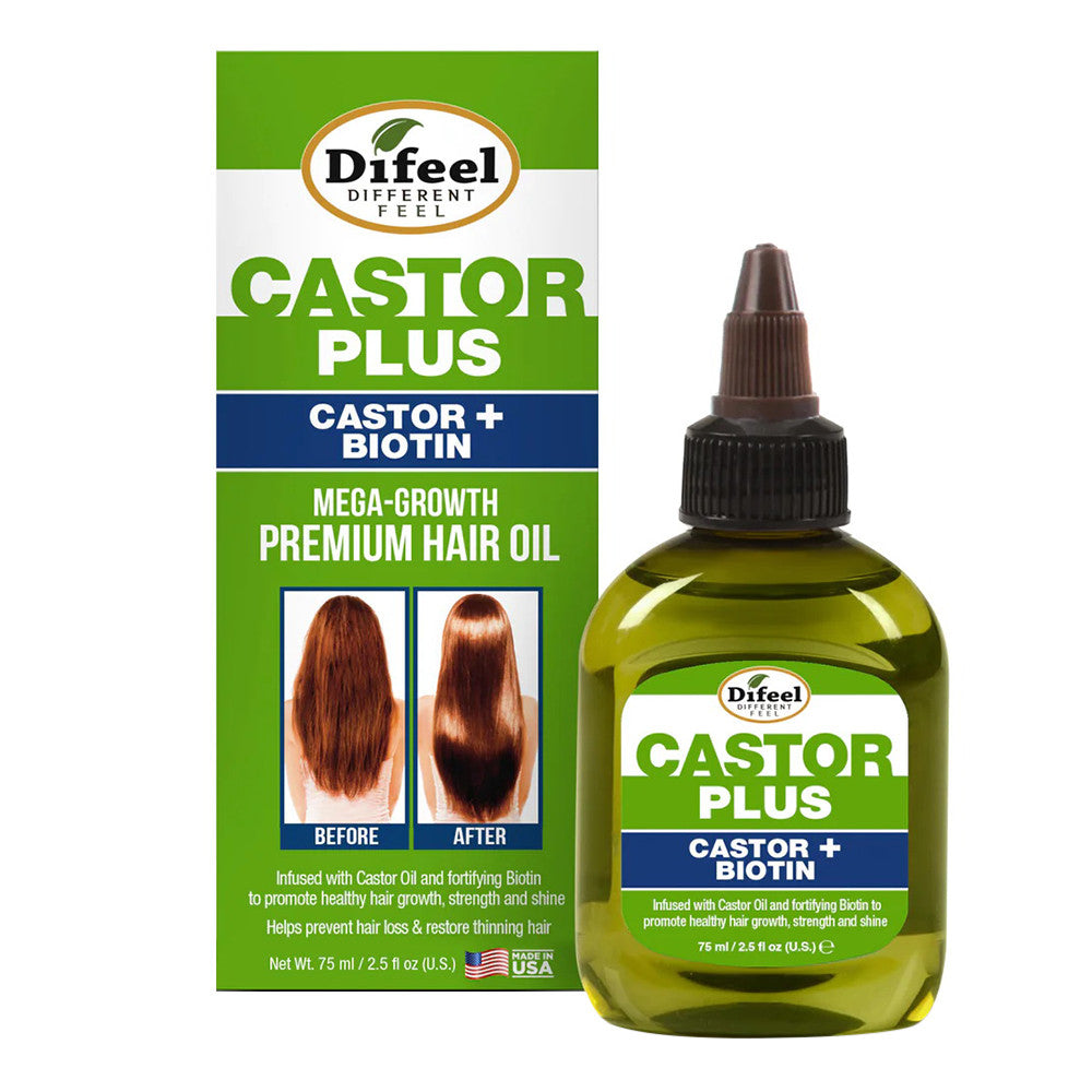 Difeel Castor Plus Biotin Mega Growth Premium Hair Oil, 2.5 Oz
