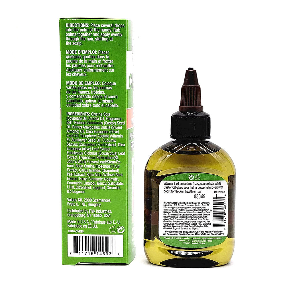 Difeel Castor Plus Vitamin E Pro Growth and Antifrizz Premium Hair Oil, 2.5 Oz