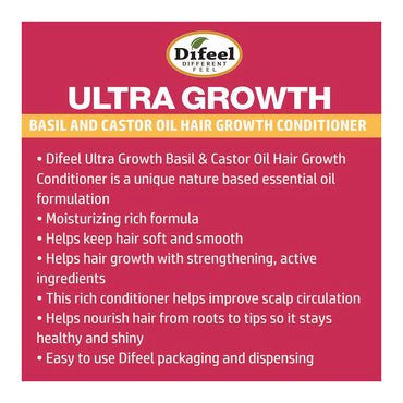 Difeel Ultra Growth Basil and Castor Oil Conditioner, 12 Oz