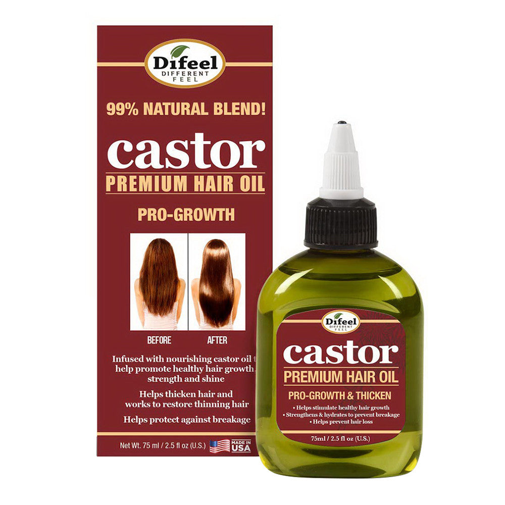 Difeel Natural Castor Pro Growth Premium Hair Oil, 2.5 Oz