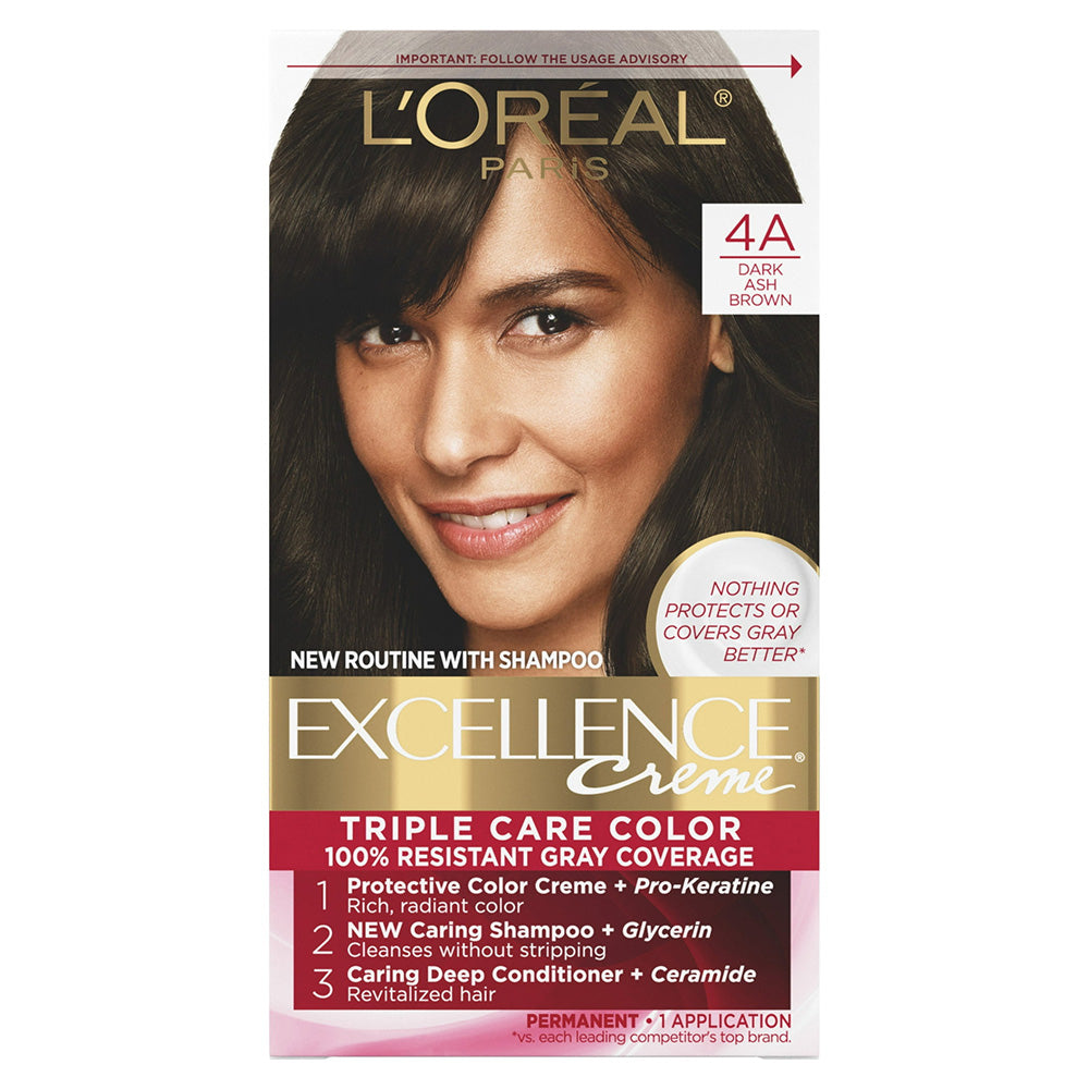 Loreal Paris Excellence Creme Triple Care Permanent Hair Color 4A Dark Ash Brown 1Ea