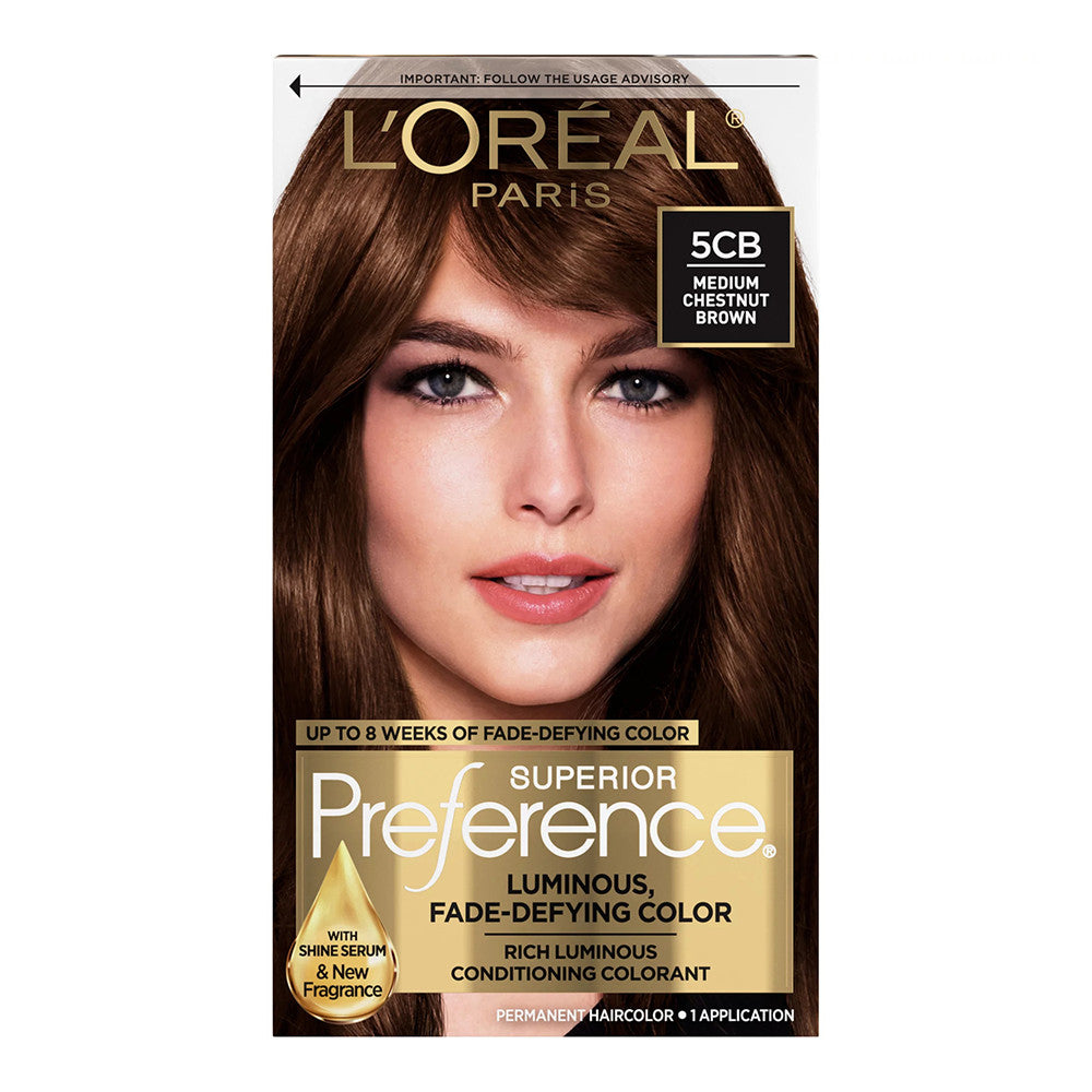 LOreal Paris Superior Preference Luminous Fade Defying Color, 5CB Medium Chestnut Brown, 1 Ea