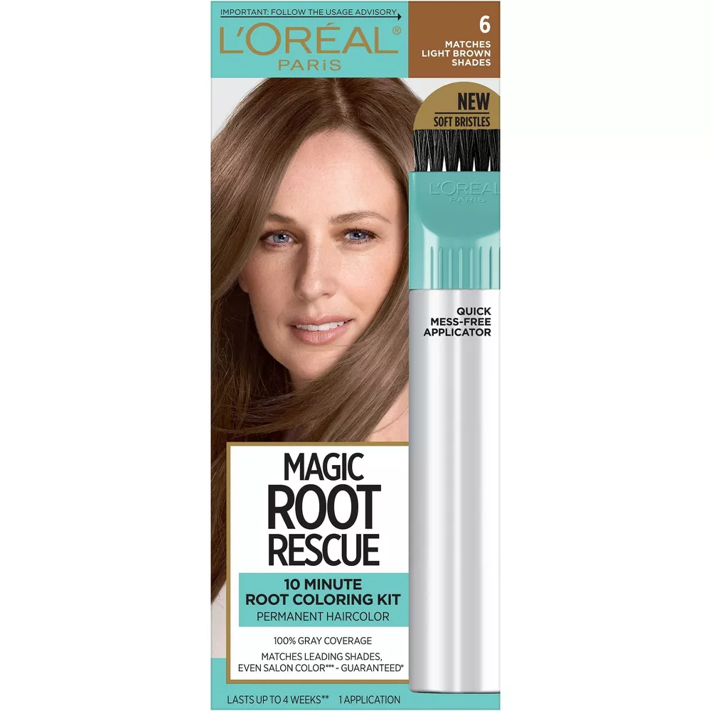 Loreal Paris Root Rescue 10 Minute Root Coloring Kit, Light Brown Hair Color, 1 Ea