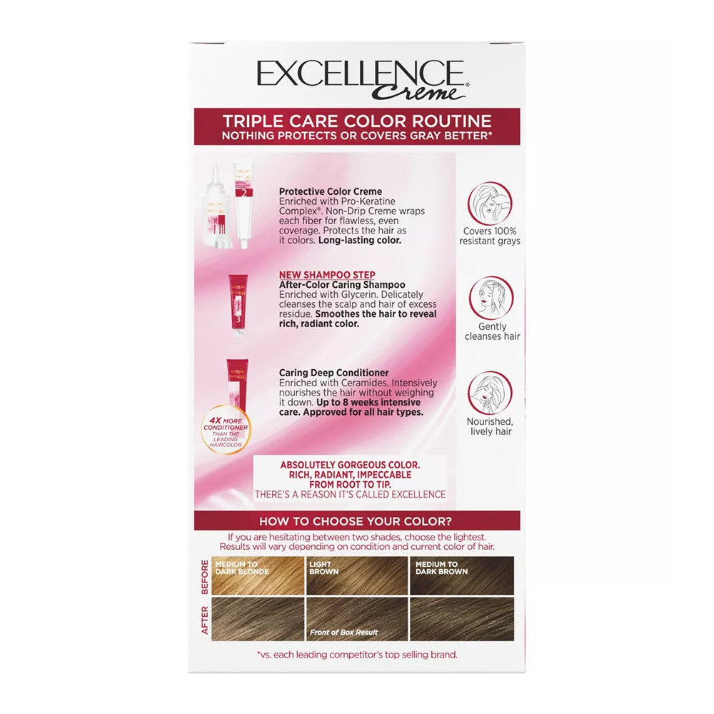 LOreal Paris Excellence Creme Triple Care Permanent Hair Color, 6A Light Ash Brown, 1 Ea