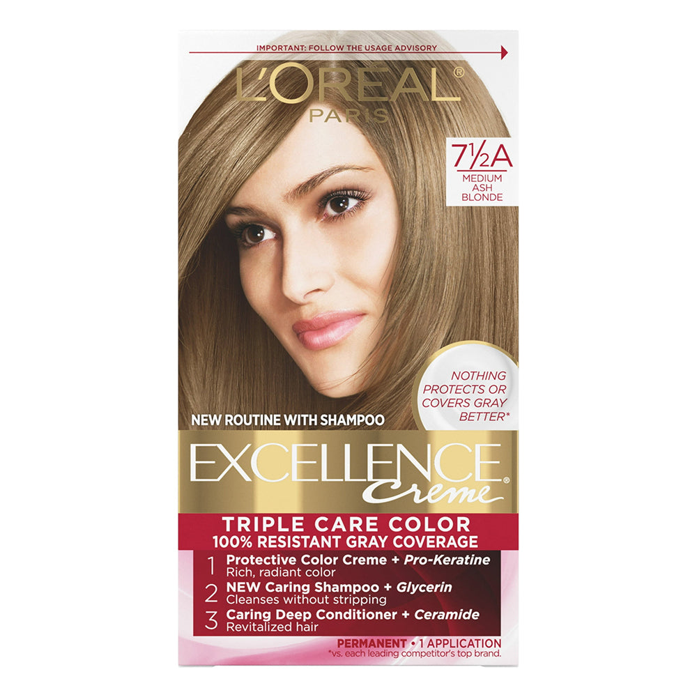 Loreal Excellence Triple Protection Creme 7.5A Medium Ash Blonde Hair Color 1 Ea