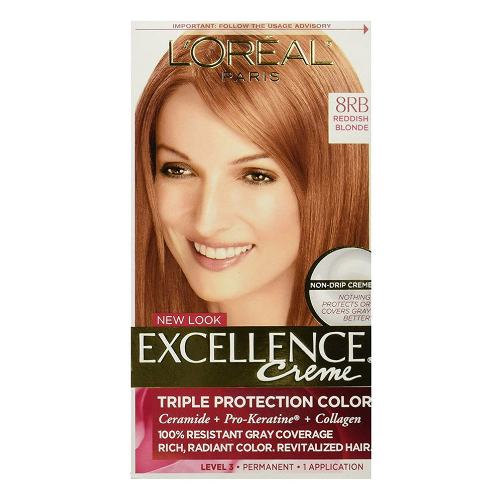 Loreal Excellence Triple Protection Hair Color Creme, 8Rb Reddish Blonde - 1 Ea