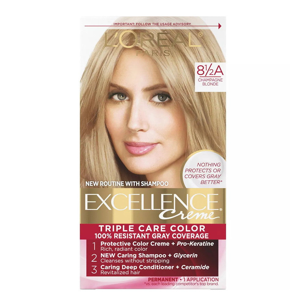 Loreal Excellence Triple Protection Hair Color Creme, 8.5A Champagne Blond, 1 Ea