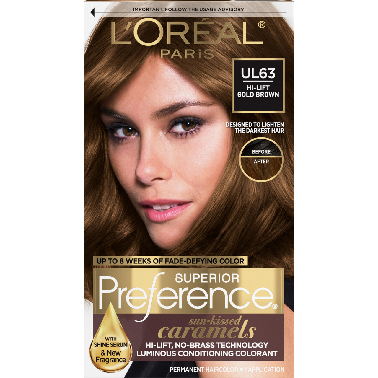 Loreal Superior Preference Sun-Kissed Caramels, Hi-Lift Gold Brown Ul63 - 1 Application