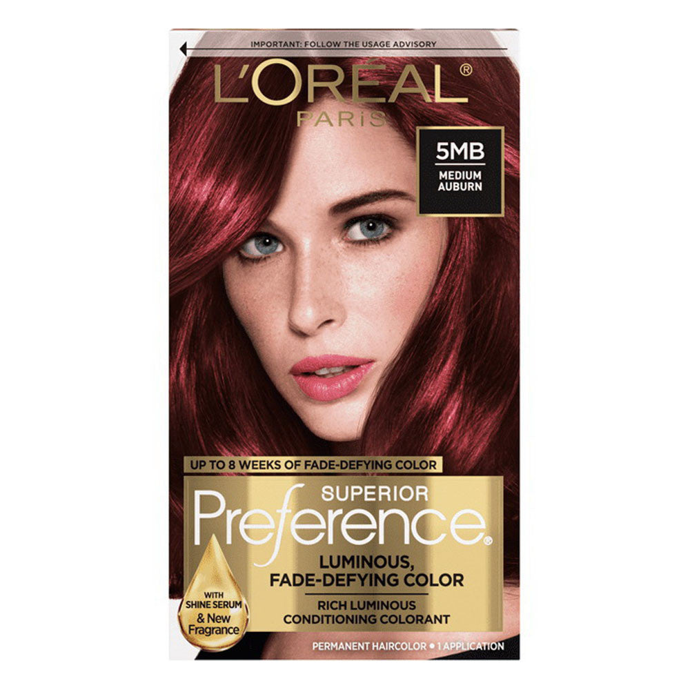 Loreal Superior Preference Hair Color, 5Mb Medium Auburn, Warmer, 1 Ea