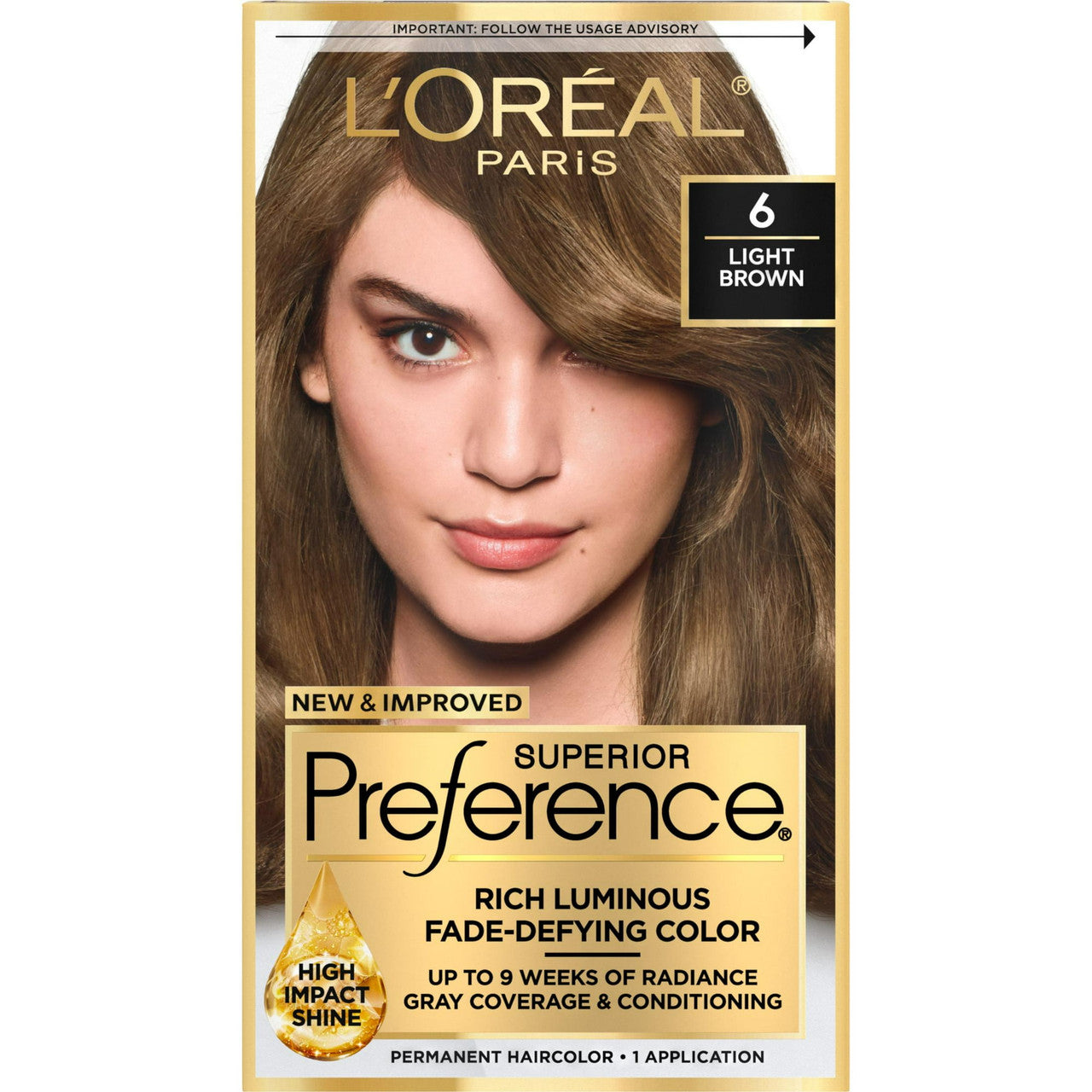Loreal Superior Preference Hair Color, 6 Light Brown - 1 Ea