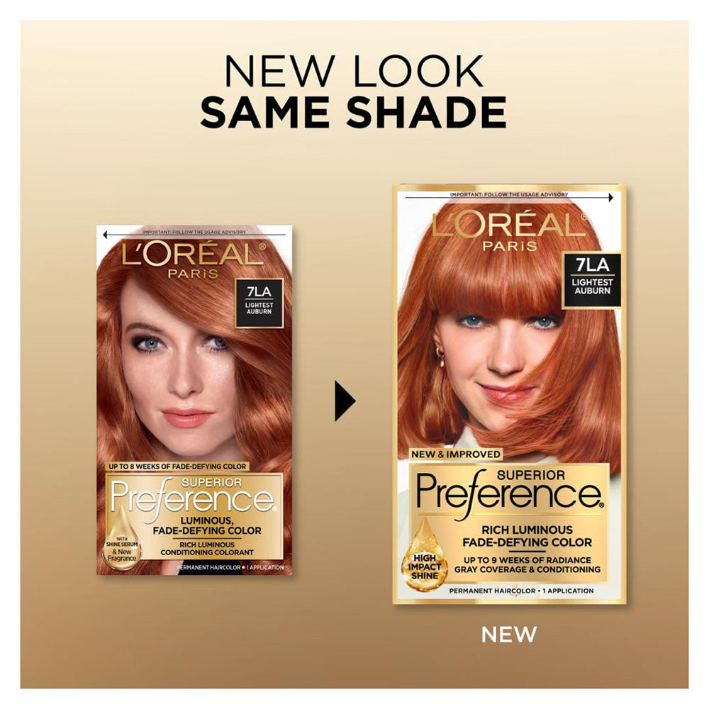 Loreal Superior Preference Hair Color, 7La Lightest Auburn, 1 Ea