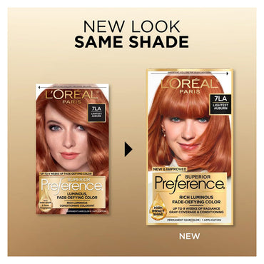 Loreal Superior Preference Hair Color, 7La Lightest Auburn, 1 Ea