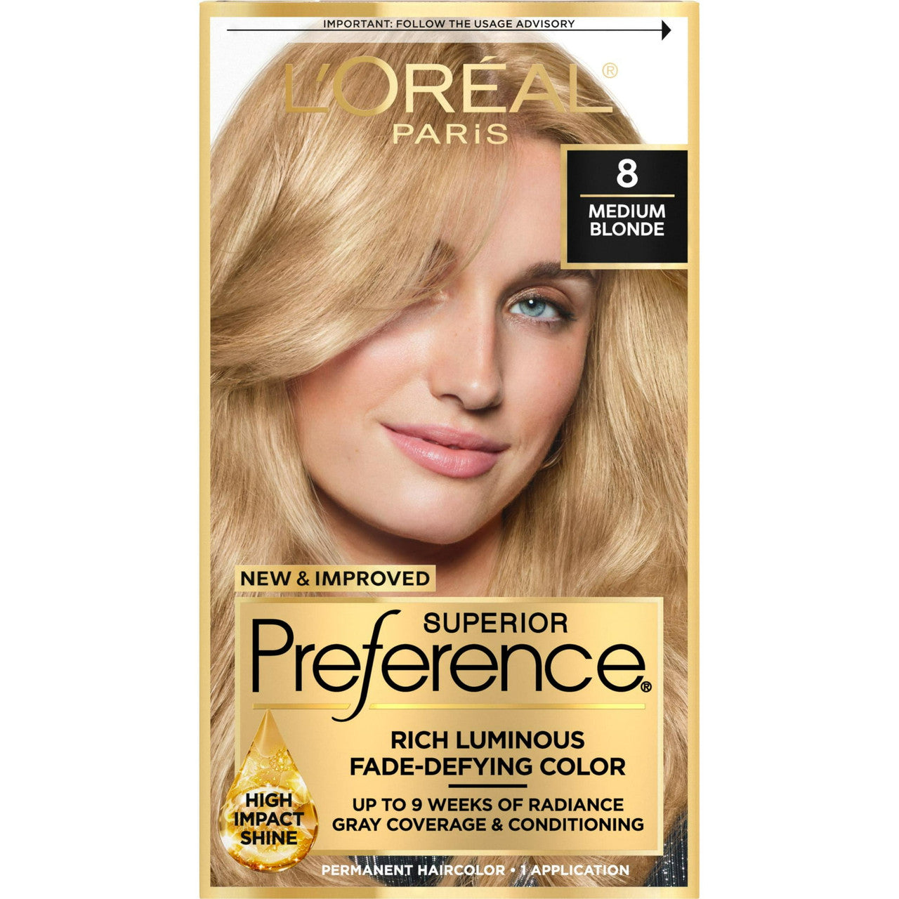 Loreal Superior Preference Hair Color, 8 Medium Blonde - 1 Ea