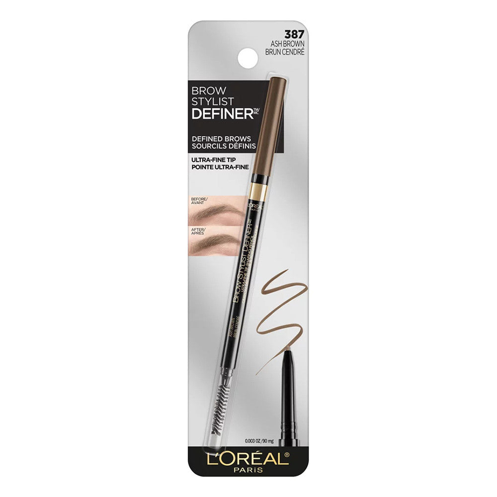 LOreal Paris Brow Stylist Definer Eyebrow Pencil, 387 Ash Brown, 1 Ea