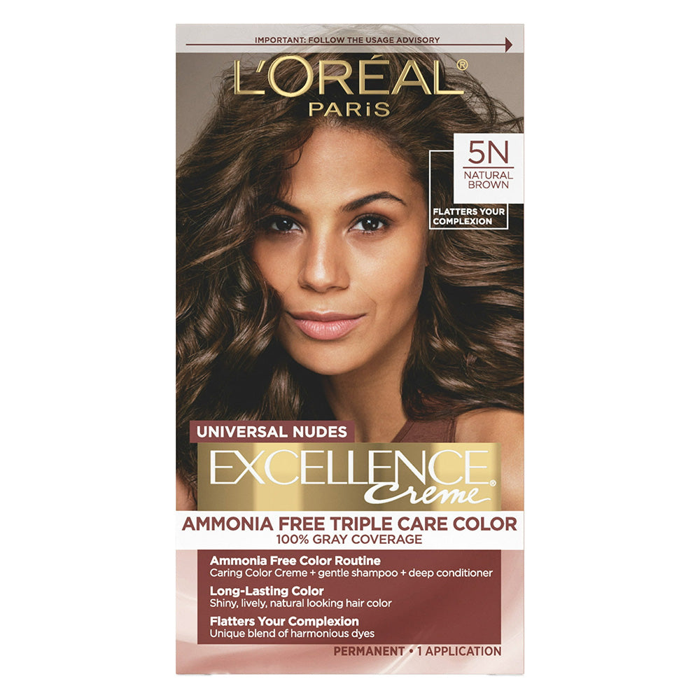 Loreal Paris Excellence CrA"me Universal Nudes Permanent Hair Color 5N Natural Brown 1Ea