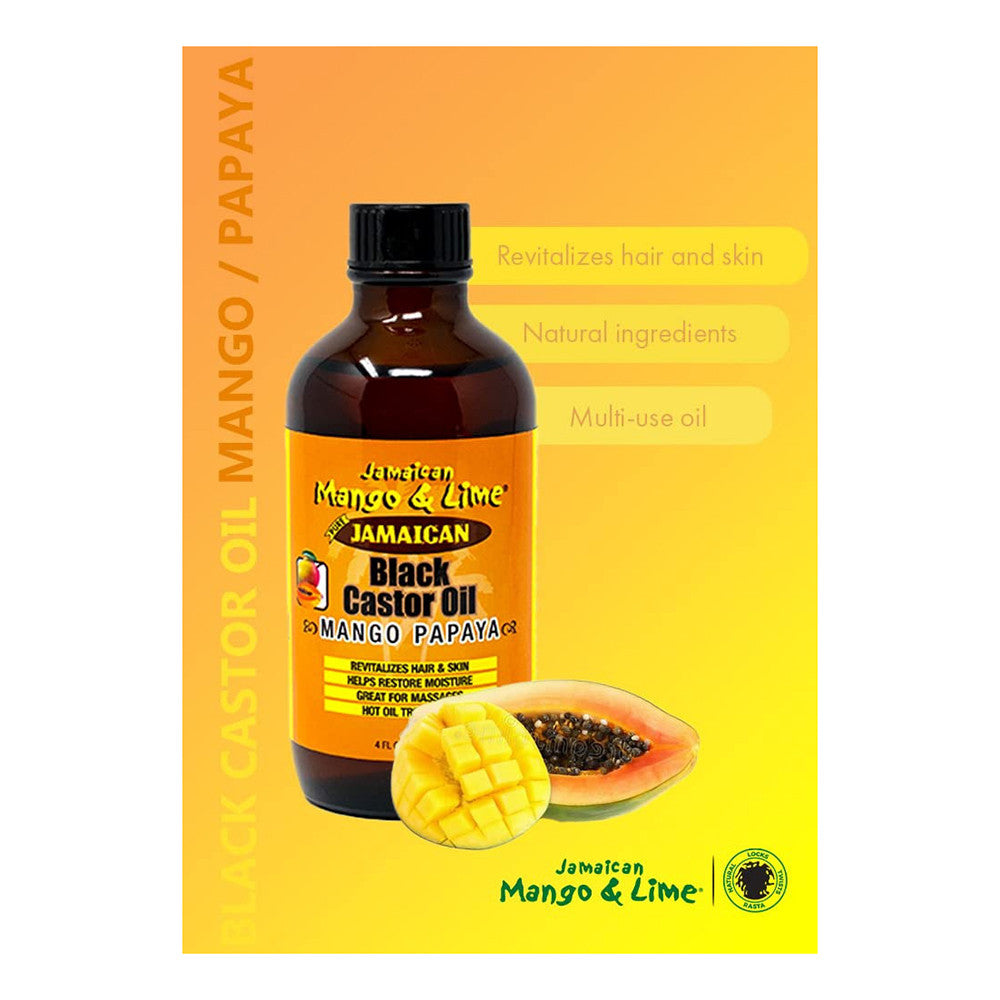 Jamaican Mango and Lime Black Castor Oil, Mango Papaya, 4 Oz