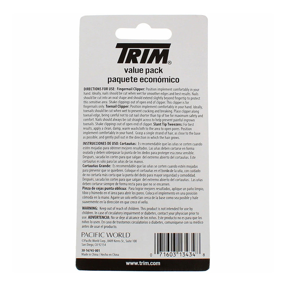 Trim Value Pack Fingernail & Toenail Clippers and Tweezers, 3 Ea