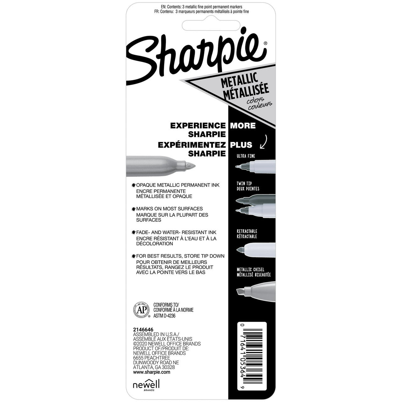 Sharpie Metallic Permanent Markers, 3 Ea