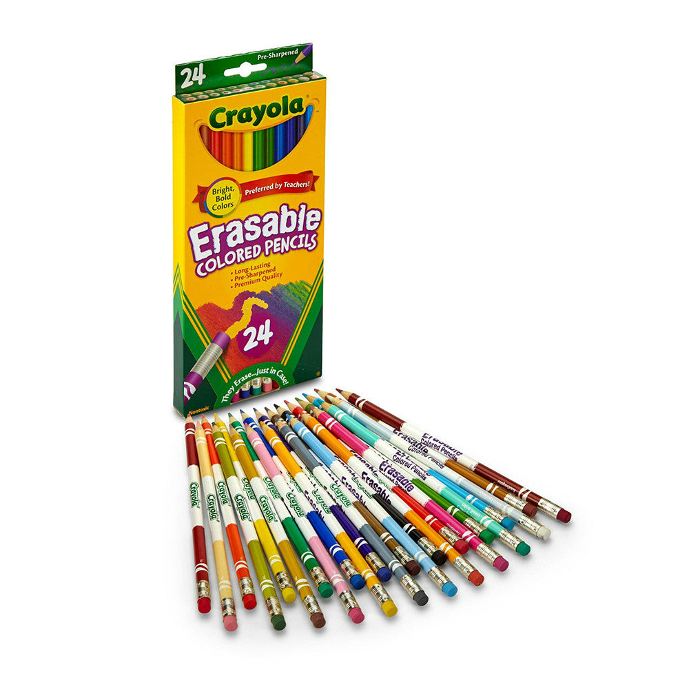 Crayola Erasable Colored Pencils, Bright Bold Assorted Colors, 24 Ea