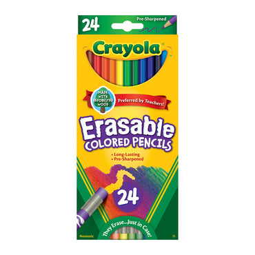 Crayola Erasable Colored Pencils, Bright Bold Assorted Colors, 24 Ea