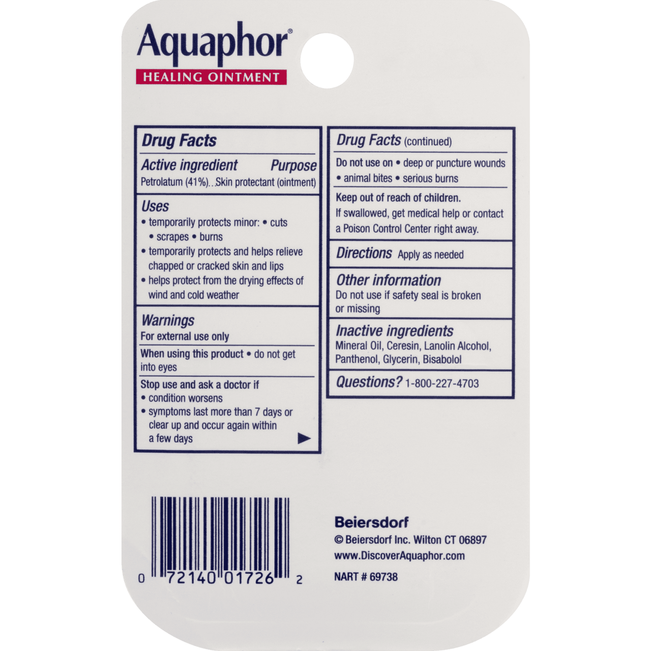 Aquaphor Advanced Therapy Healing Ointment For Skin Protectant, 0.25 Oz