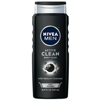 Nivea Men Deep Cleansing Charcoal Body Wash, Active Clean 16.9 oz