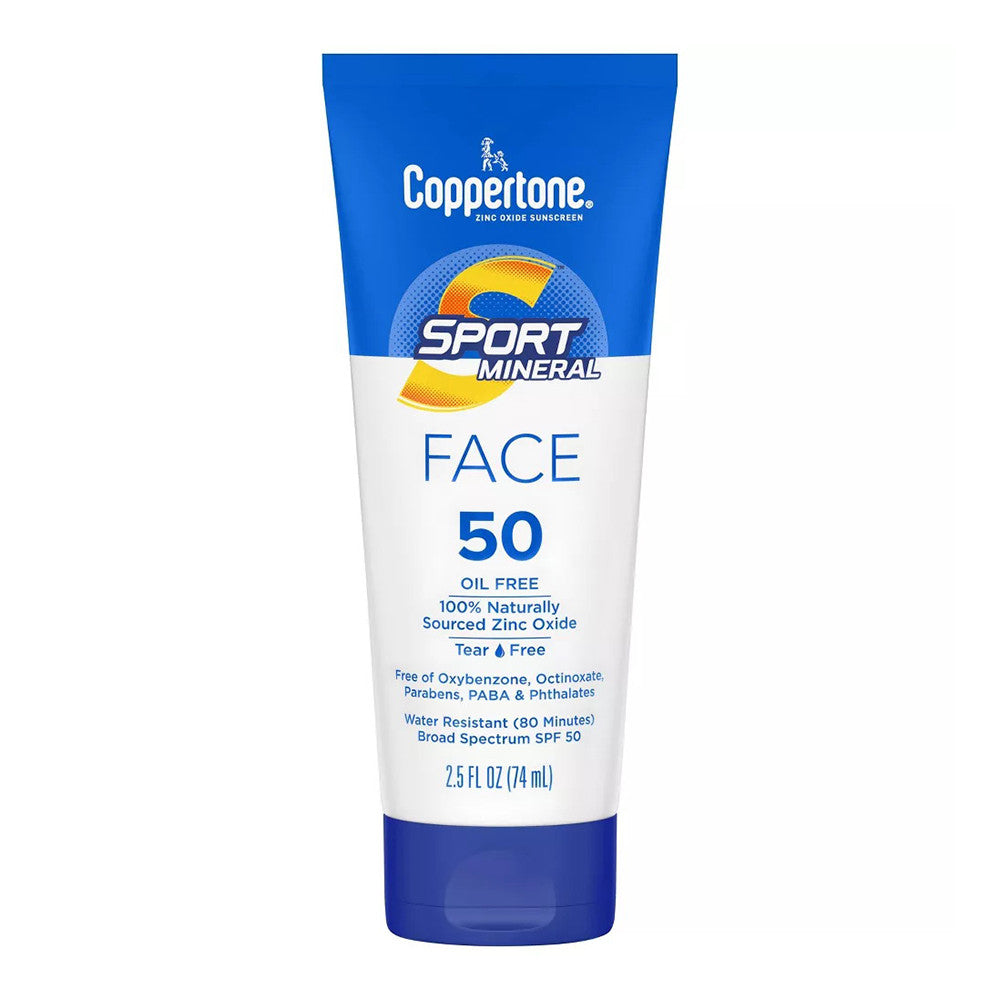 Coppertone Sport Mineral Sunscreen Face Lotion Spf 50, 2.5 Oz