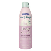 Coppertone Pure and Simple Baby SPF 50 Mineral Sunscreen Spray, 5 Oz