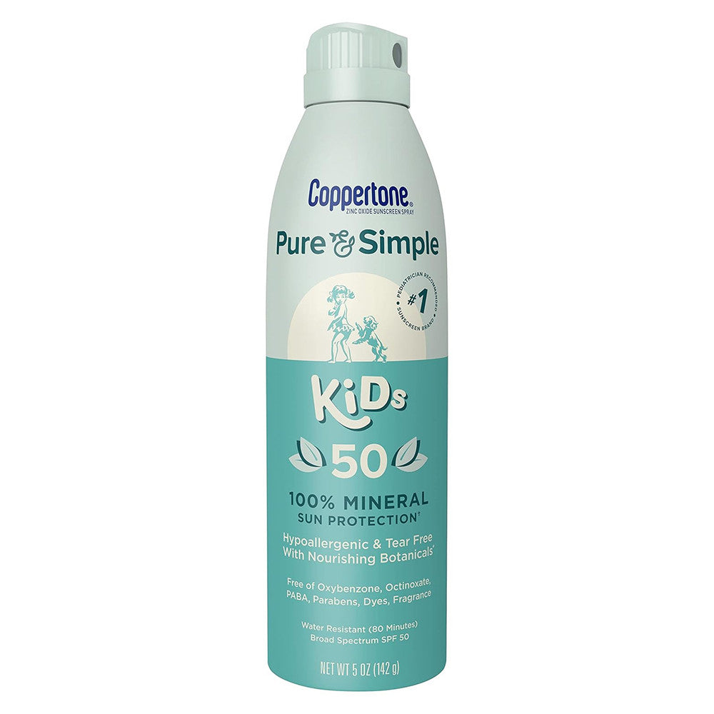 Coppertone Kids Pure and Simple SPF 50 Mineral Sunscreen Spray, 5 Oz