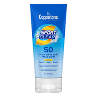 Coppertone Sport Clear Water Resistant SPF 50 Sunscreen Lotion Feels Cool, 5 Oz