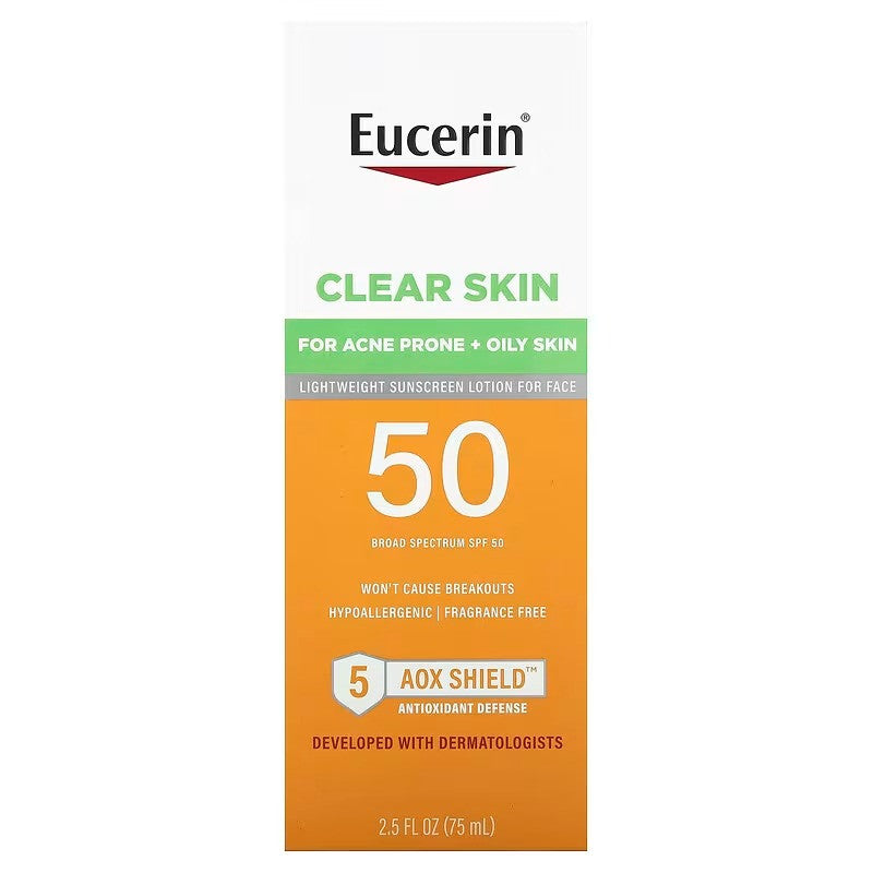 Eucerin Oil Control SPF 50 Sunscreen Lotion for Face, 2.5 Oz