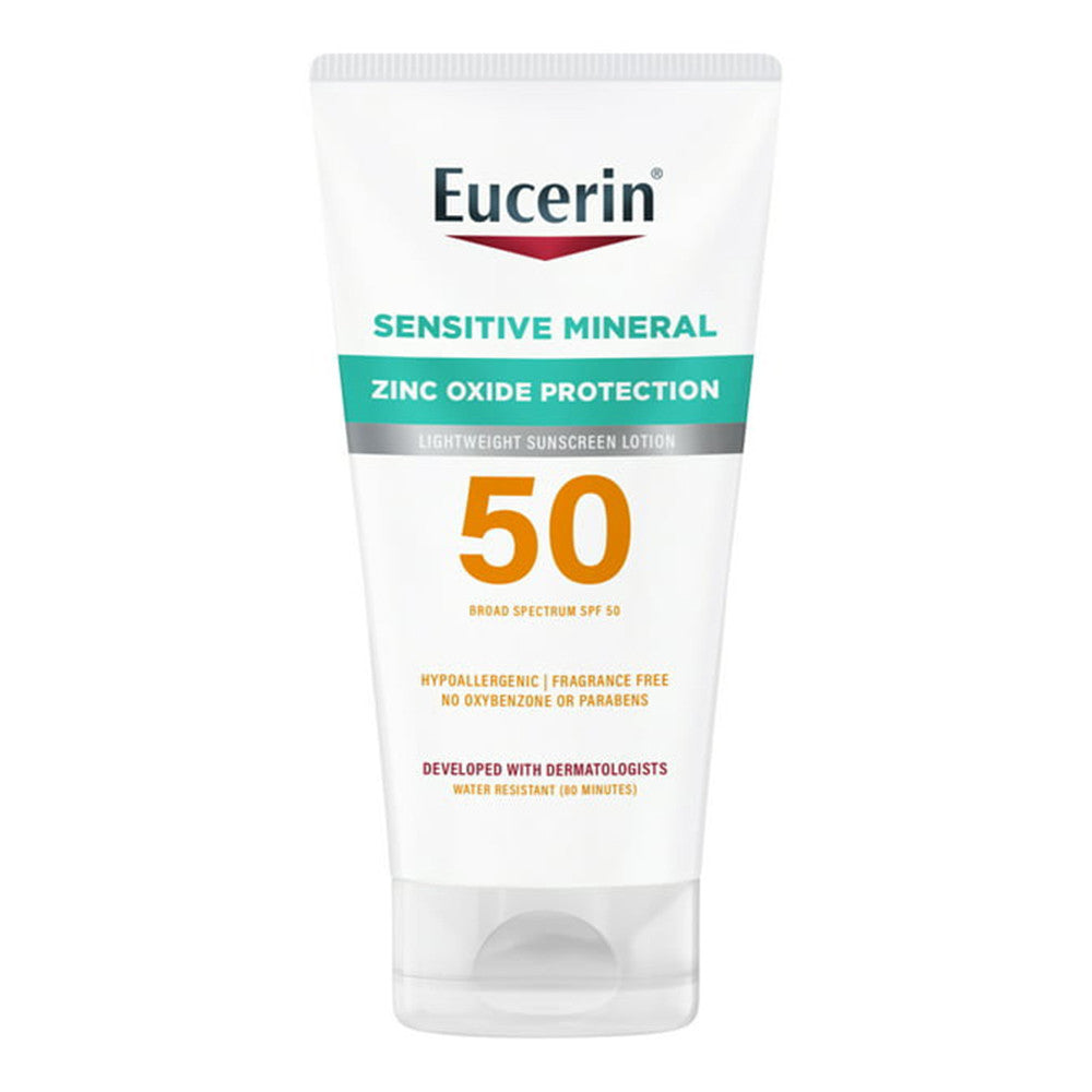 Eucerin Sensitive Mineral Broad Spectrum Lightweight Sunscreen Lotion, Spf 50, 4 Oz