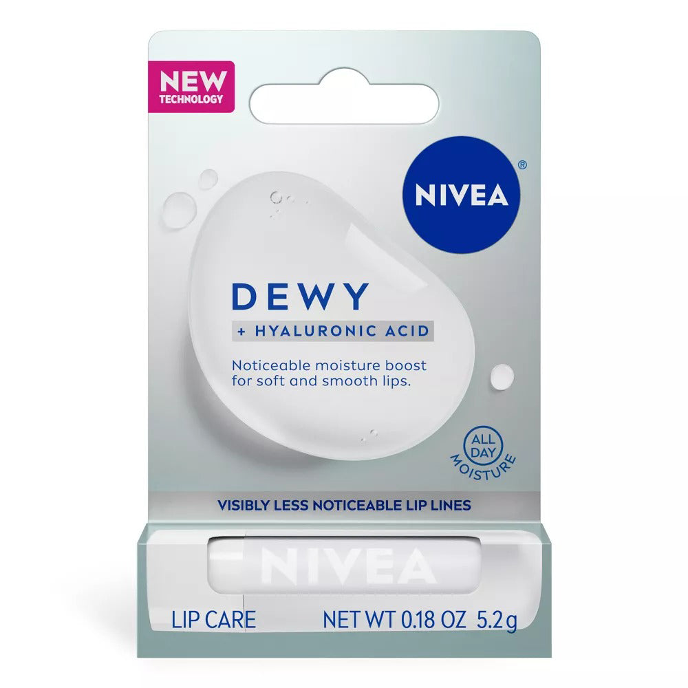 Nivea Lip Care Dewy Plus Hyaluronic Acid for Smooth and Soft Lips 0.18Oz (5.2g)