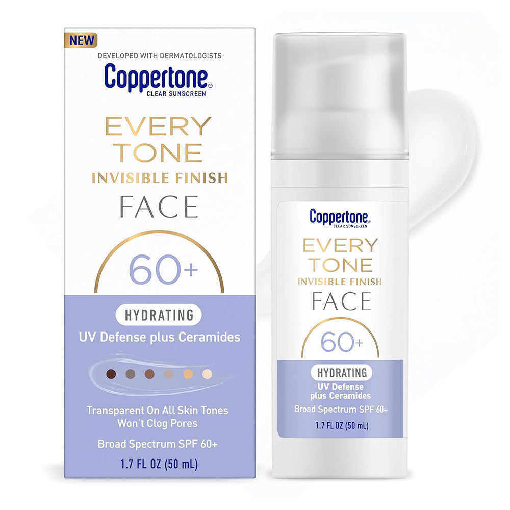 Coppertone Every Tone Invisible Finish Face Sunscreen SPF 60 Plus for High Level Sun Protection 1.7Oz (50ml)