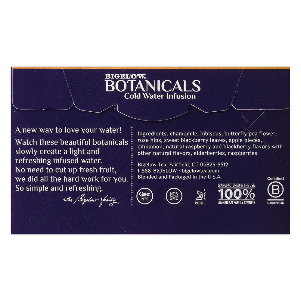 Bigelow Botanicals Cold Water Infusion, Blackberry Raspberry Hibiscus Tea Bags, 18 Ea
