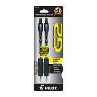 Pilot G2 Premium Gel Roller Pens, Extra Fine Point 0.5 mm, Black Ink, 2 Ea