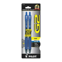 Pilot G2 Premium Gel Roller Pens, Fine Point 0.7 mm, Blue Ink, 2 Ea
