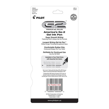 Pilot G2 Premium Gel Roller Pens, Fine Point 0.7 mm, Black Ink, 5 Ea