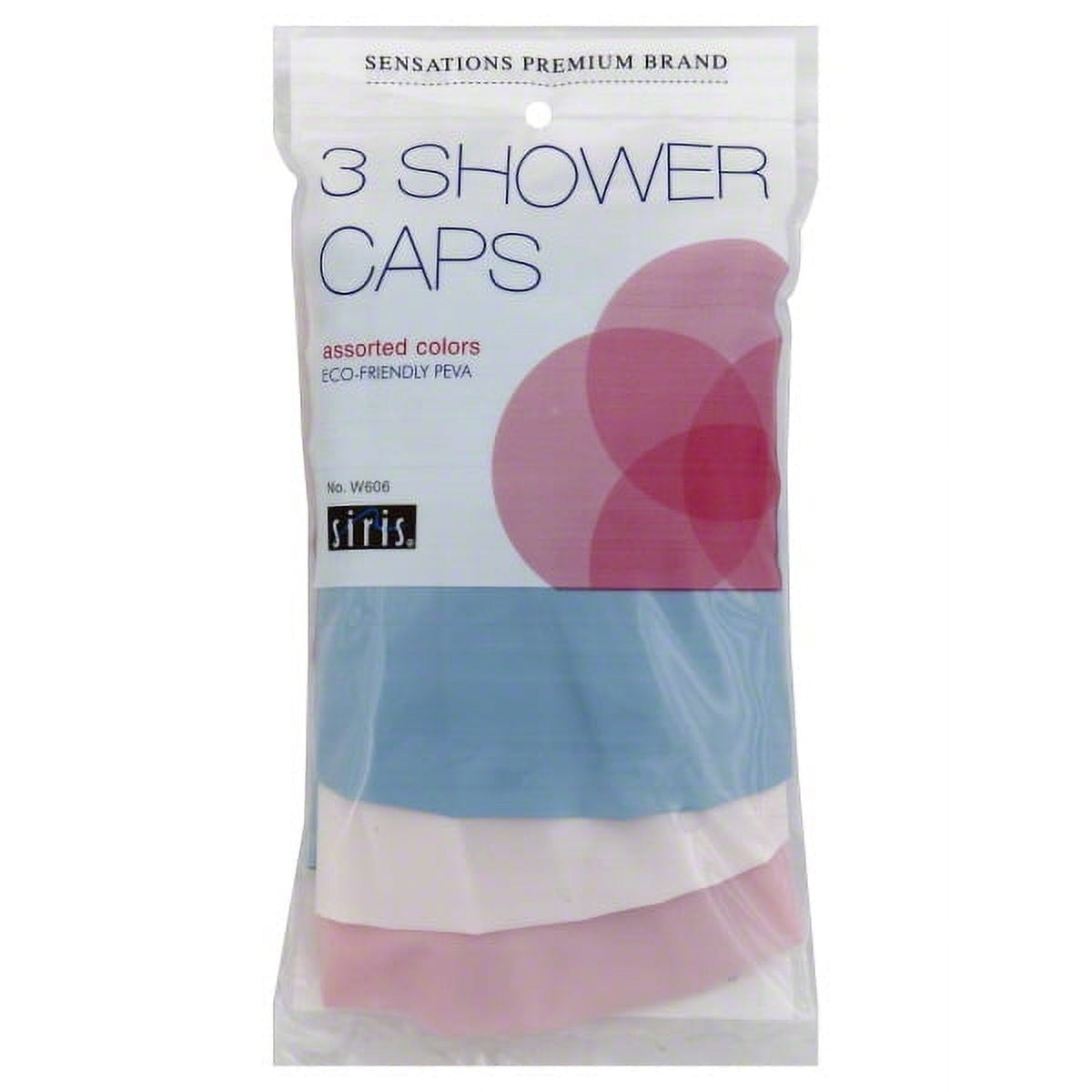 Siris Shower Caps Set of 3, Assorted Colors, 1 Pack
