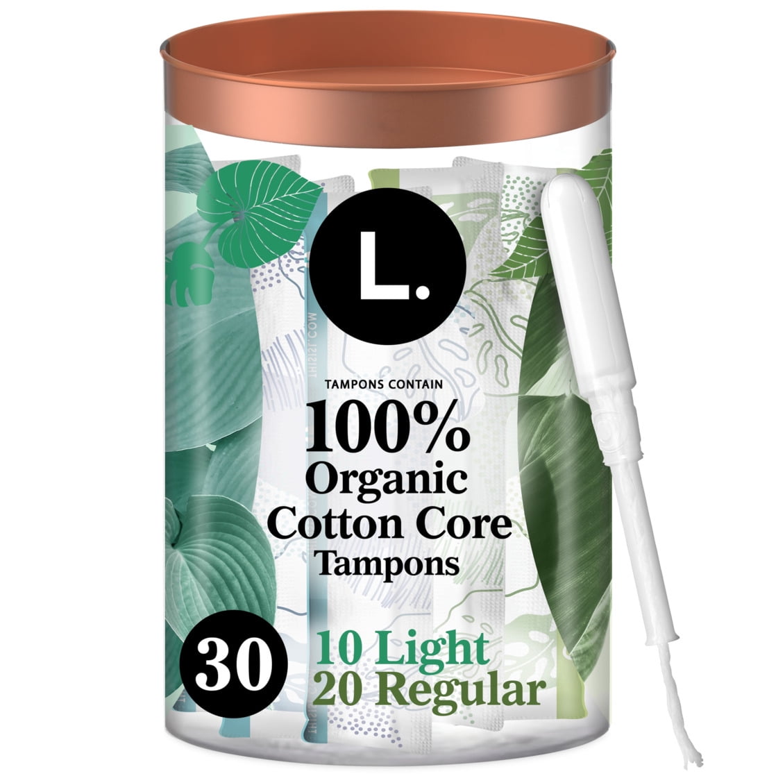L Tampons Organic Cotton Core Comfortable Reliable Protection 30Ea