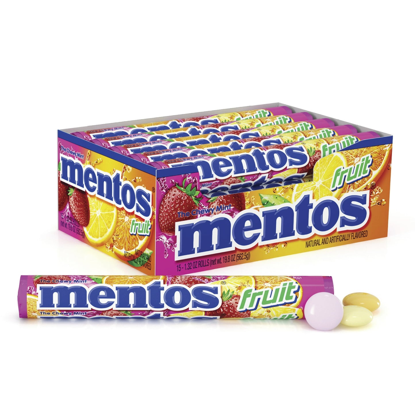 Mentos Mixed Fruit Chewy Mint Rolls - 15 Ea