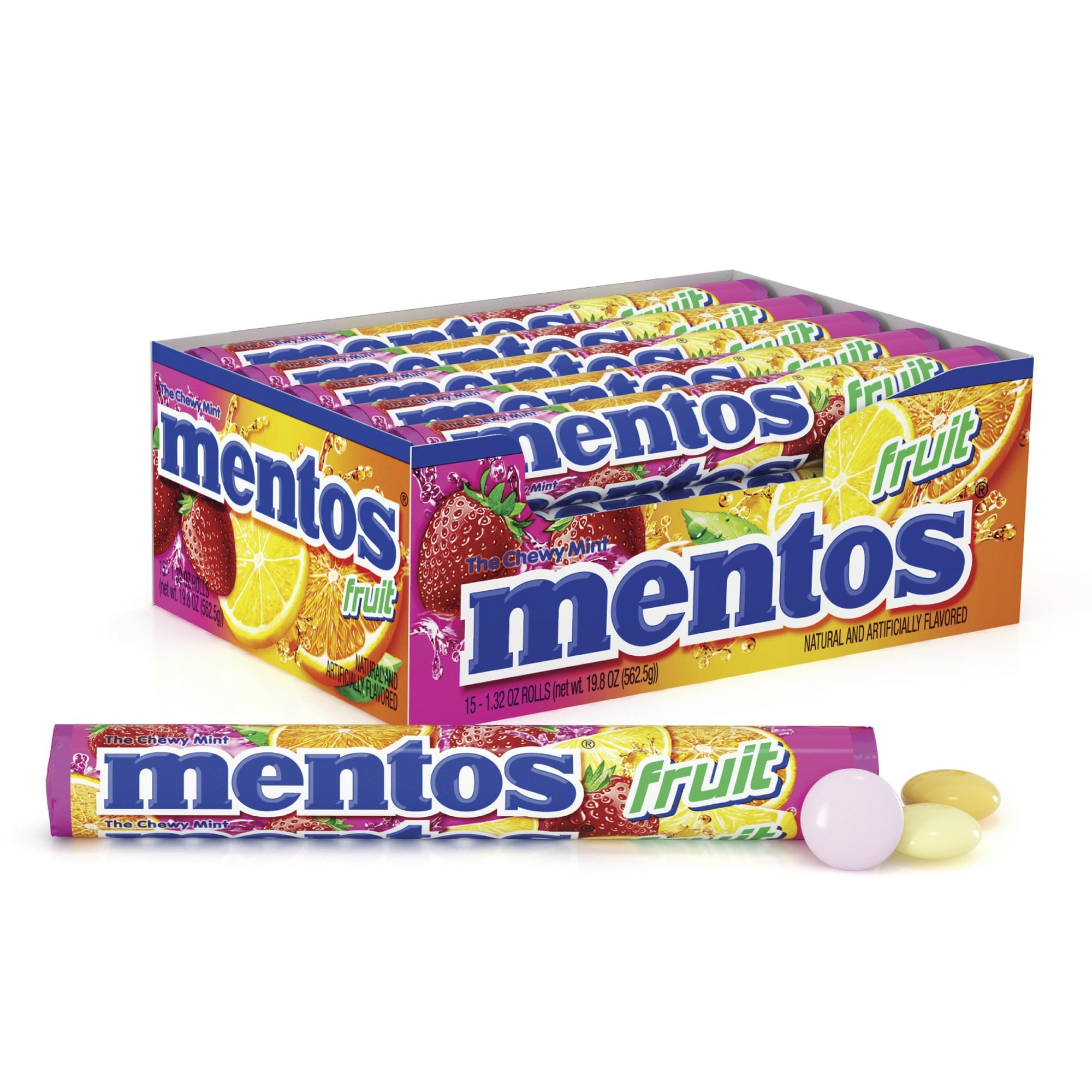 Mentos Mixed Fruit Chewy Mint Rolls - 15 Ea